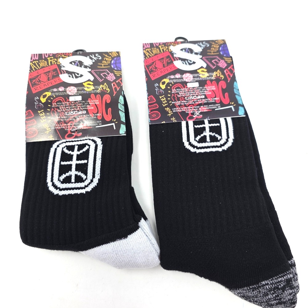 Overtime Elite Jelly Fam Black Socks Lot 2 Crew Mid‎ Strideline Size L NWT